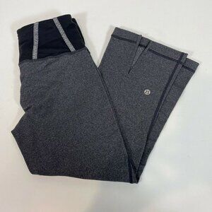 Lululemon Women's Tadasana Slit Crop Capri Yoga Pants Sz 4 Gray Stretch Pull On